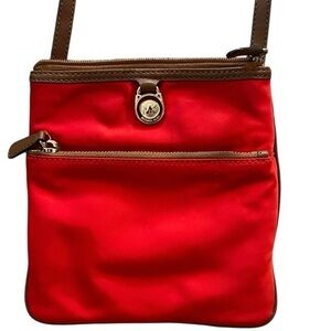 Michael/Michael Kors Kempton Nylon Small Crossbody Bag in Coral Reef (Red/Brown)